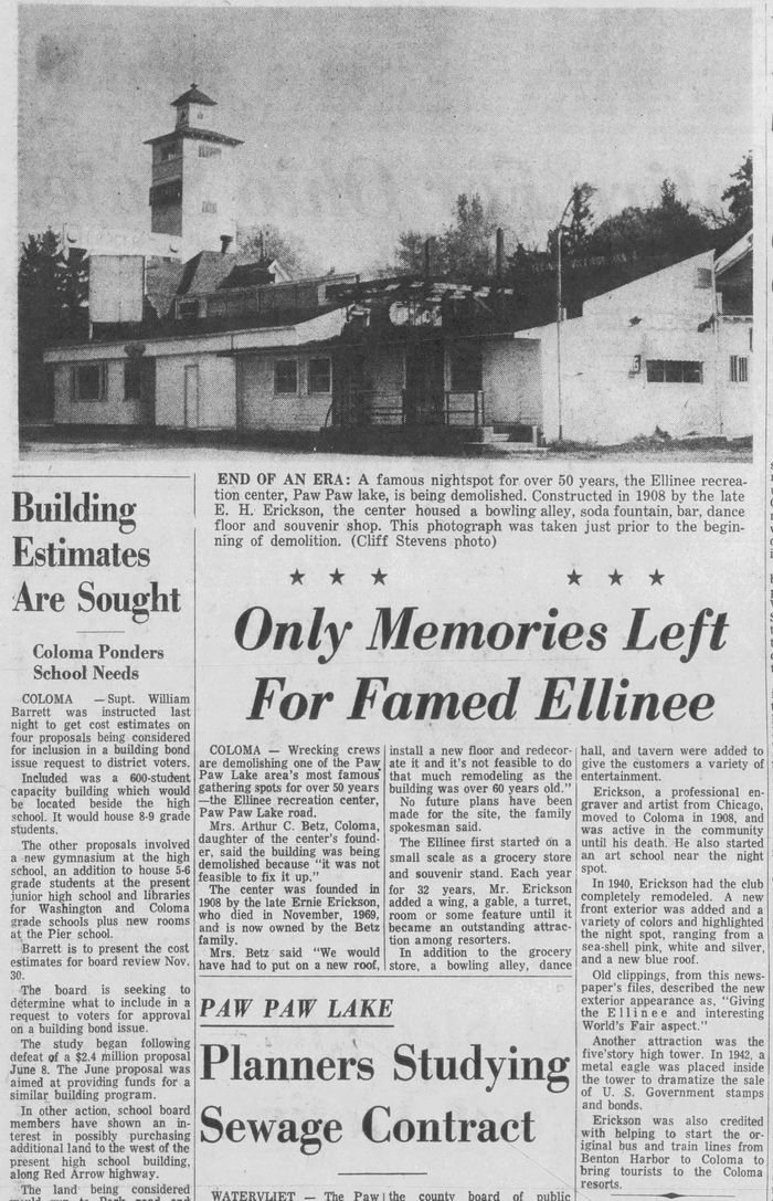 Ellinee Amusement Center - News Article From 17 Nov 1970 (newer photo)